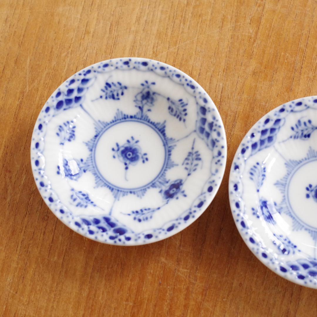 2枚 豆皿 フルーテッド ハーフレース プレート 小皿 ロイヤルコペンハーゲン