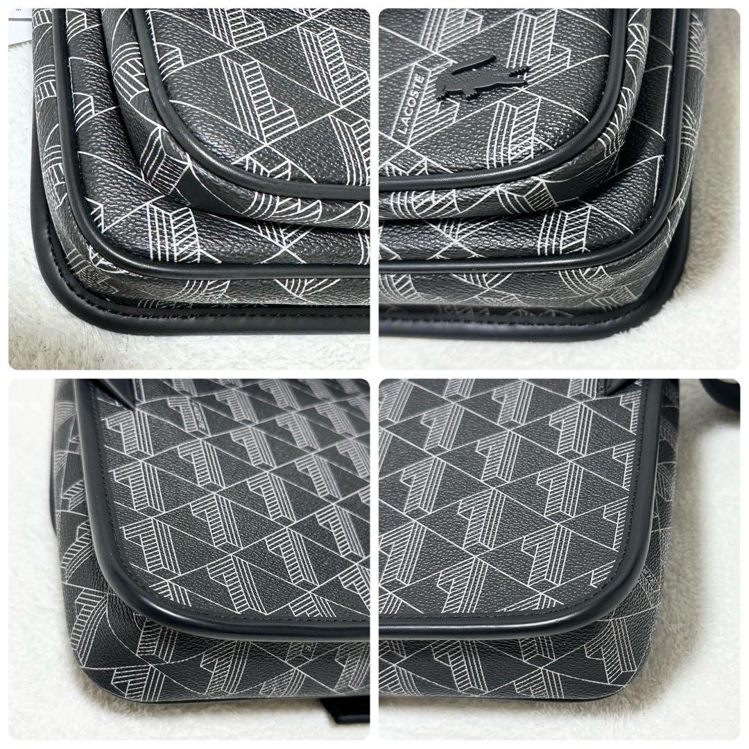 LACOSTE ザブレンド モノグラムフラップメッセンジャーバッグ 幾何学模様