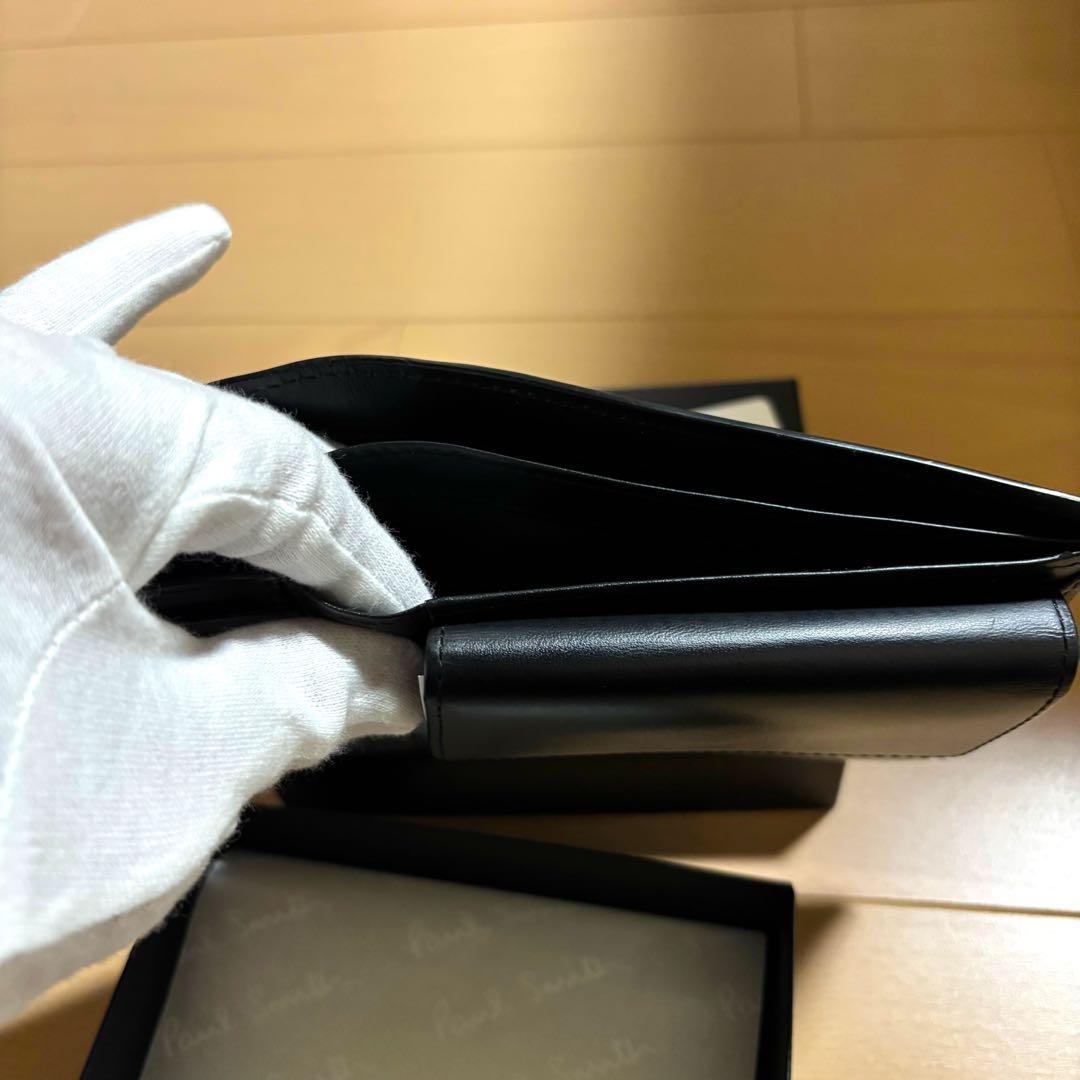 Paul Smith 現行品　ハイライトステッチ　二つ折り財布　極美品　黒