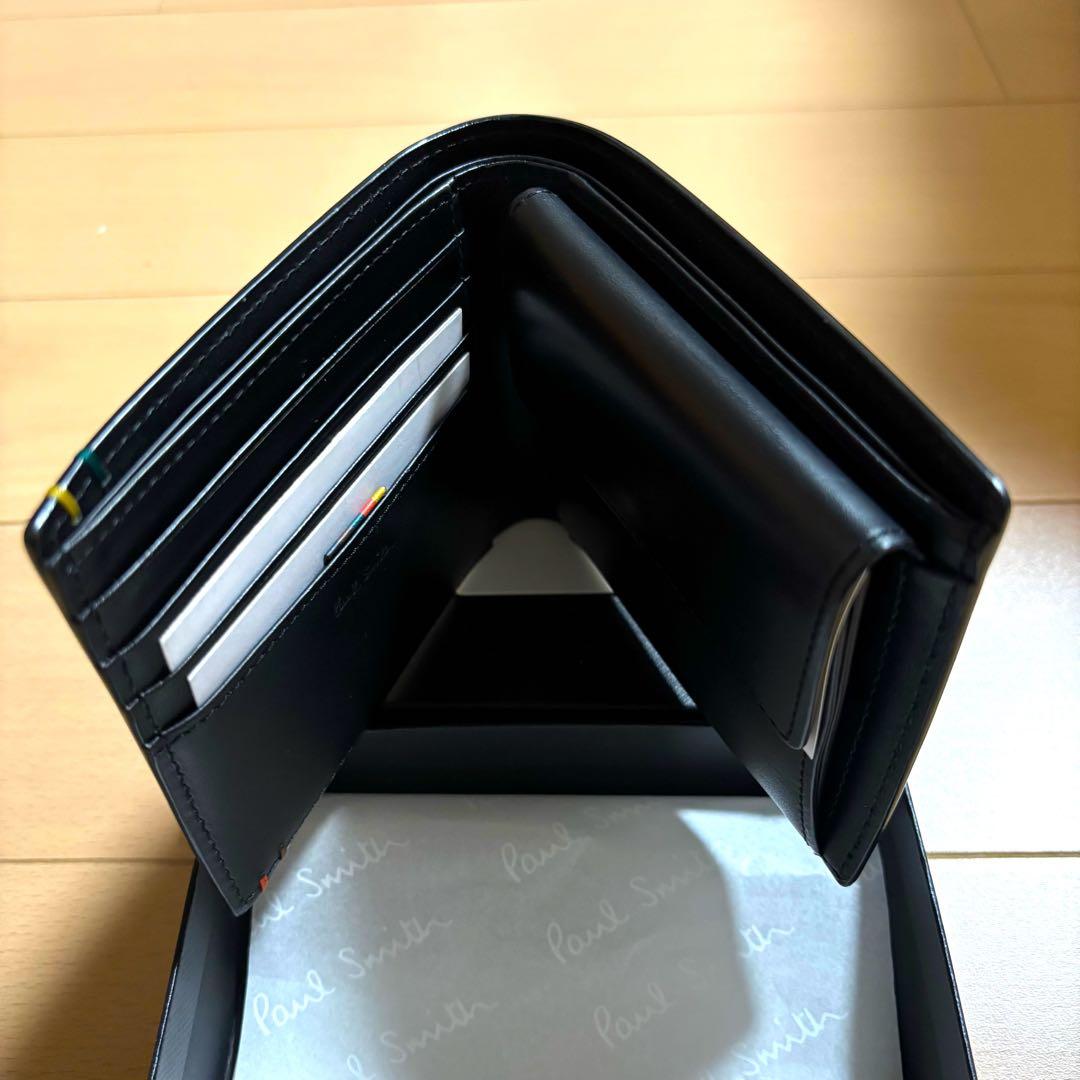 Paul Smith 現行品　ハイライトステッチ　二つ折り財布　極美品　黒