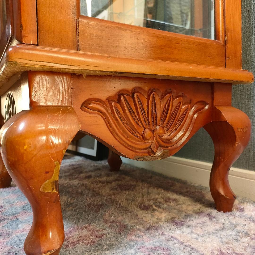 【希少】大理石天板クラシック猫脚コレクション飾り棚 ガラスショーケース」