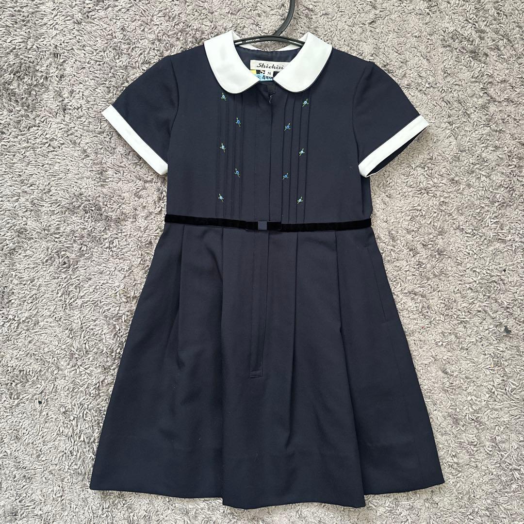 Shichiri ネイビー 半袖ワンピース M 七里