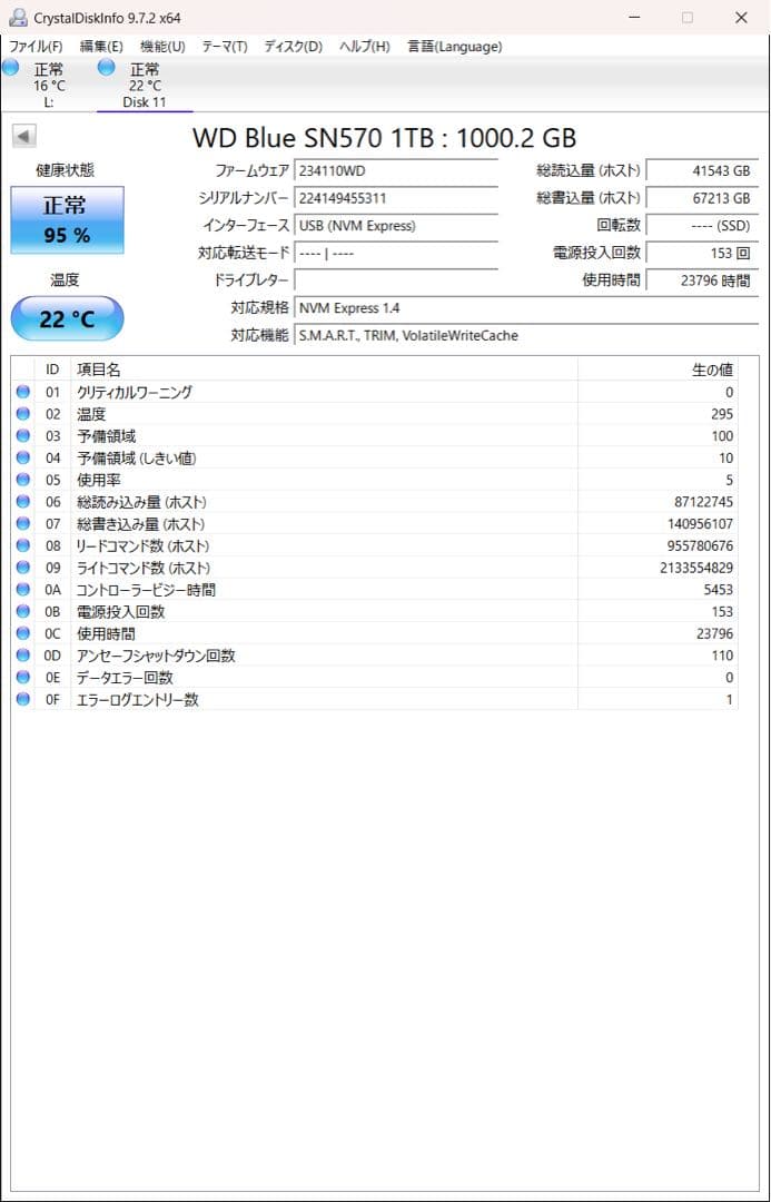 ダ*リ様 m.2 SSD 1TB WD SN570 NVMe 動作品 高速 ゲー