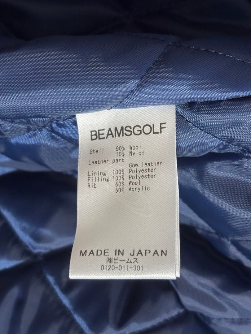 ビームスゴルフ 袖レザースタジャン ナンバリングワッペン Lサイズ