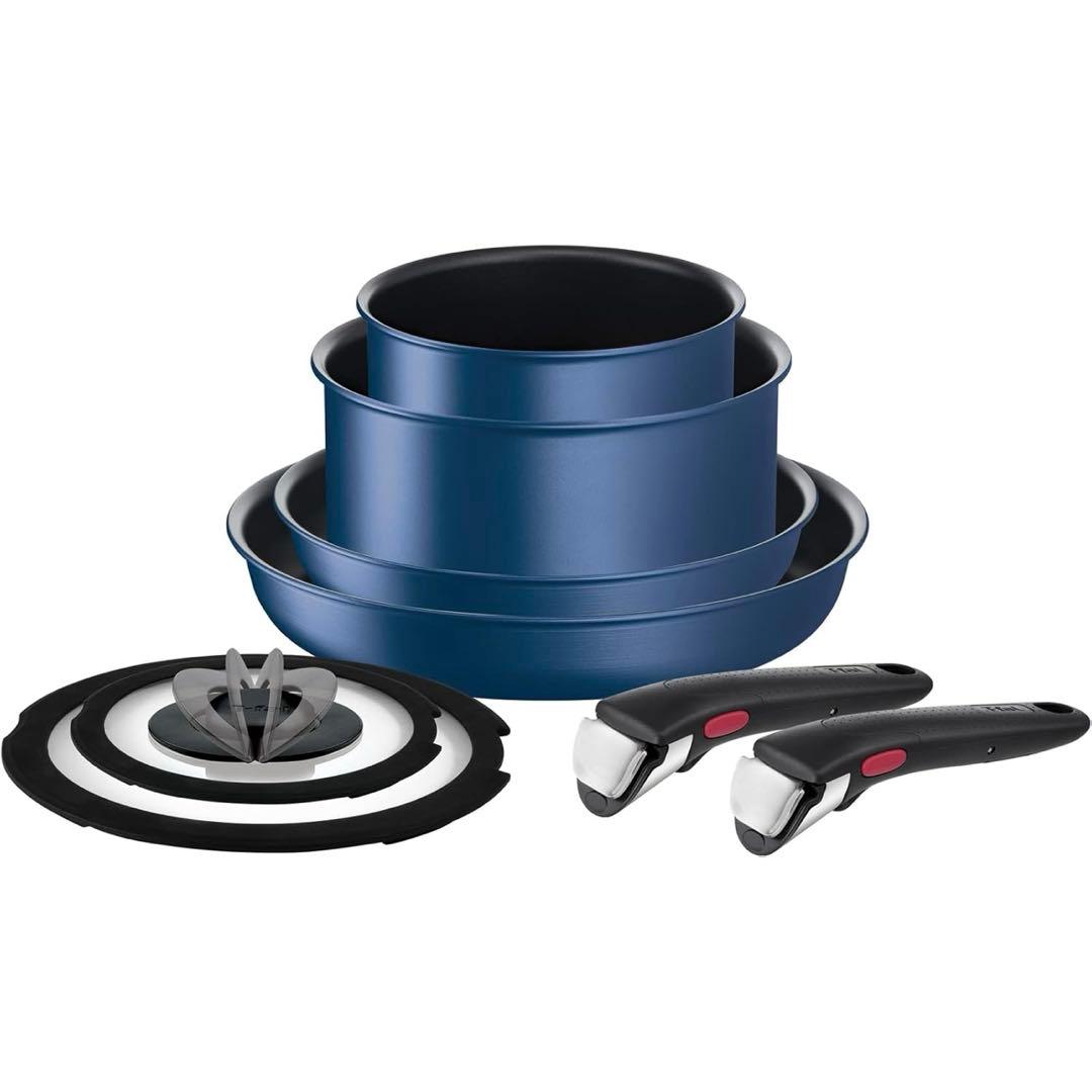 ほぼ未使用 T-fal 鍋・フライパンセット 青