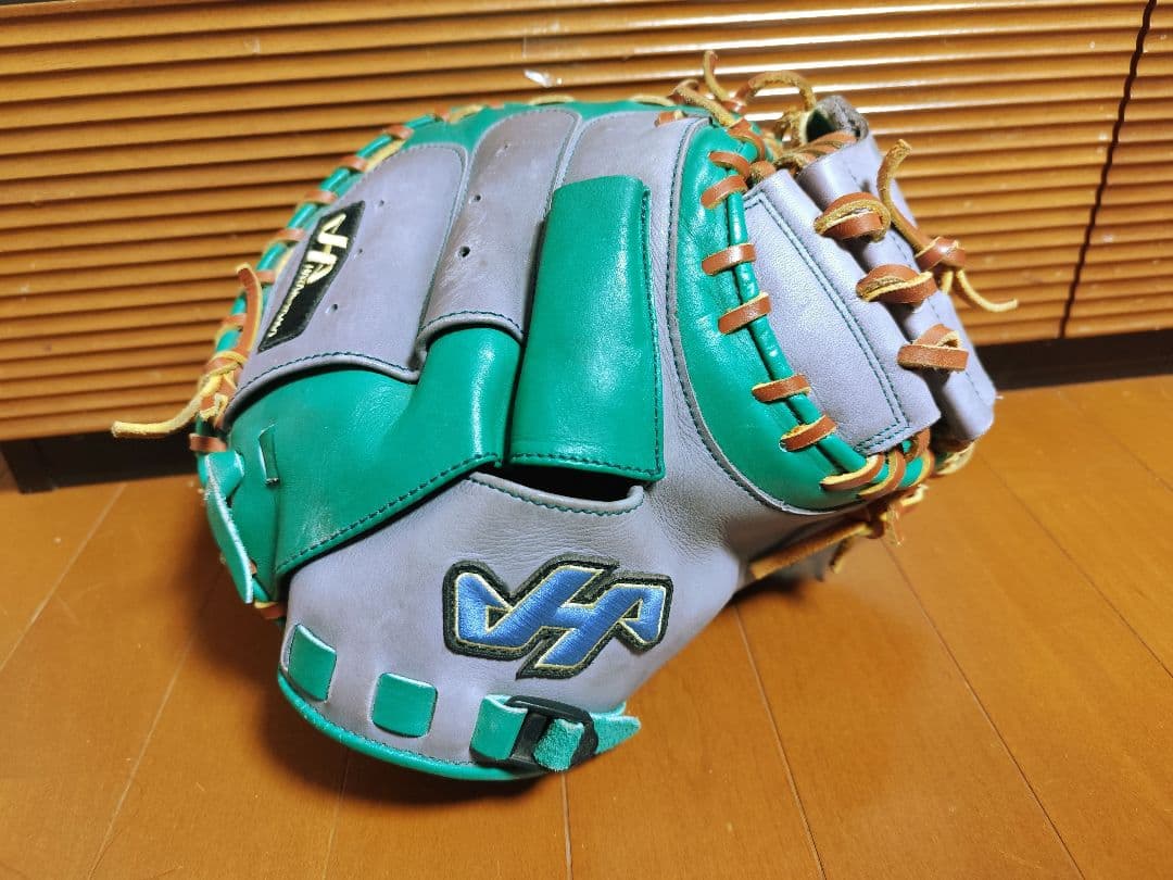 ハタケヤマ硬式キャッチャーミット緑×グレー×タン 海外限定 オーダー不可カラー！