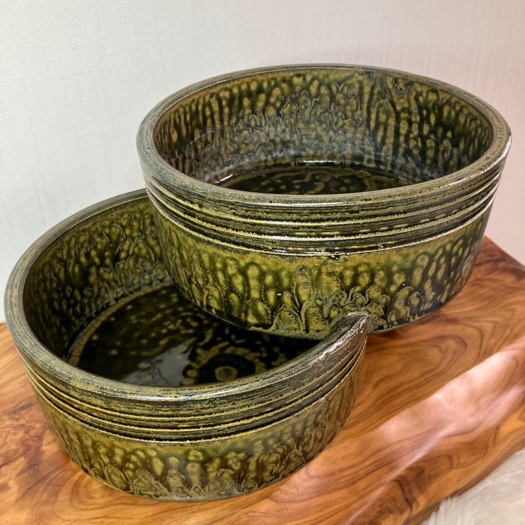 東洋社製　生け花用花瓶　2段　ヴィンテージ　オリーブ色　ミッドセンチュリー