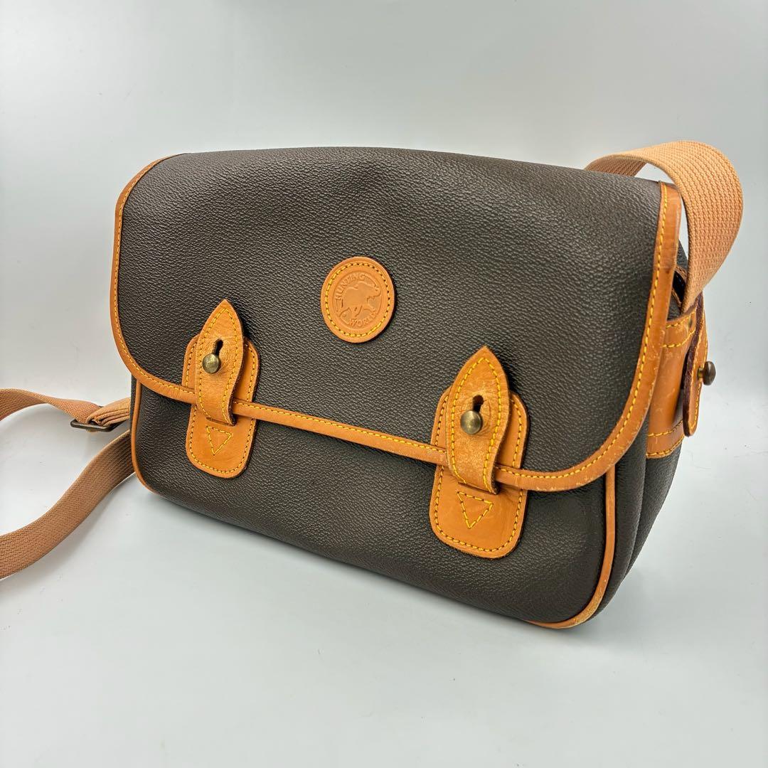 ハンティングワールド ショルダーバッグ メッセンジャー レザー　ブラウン