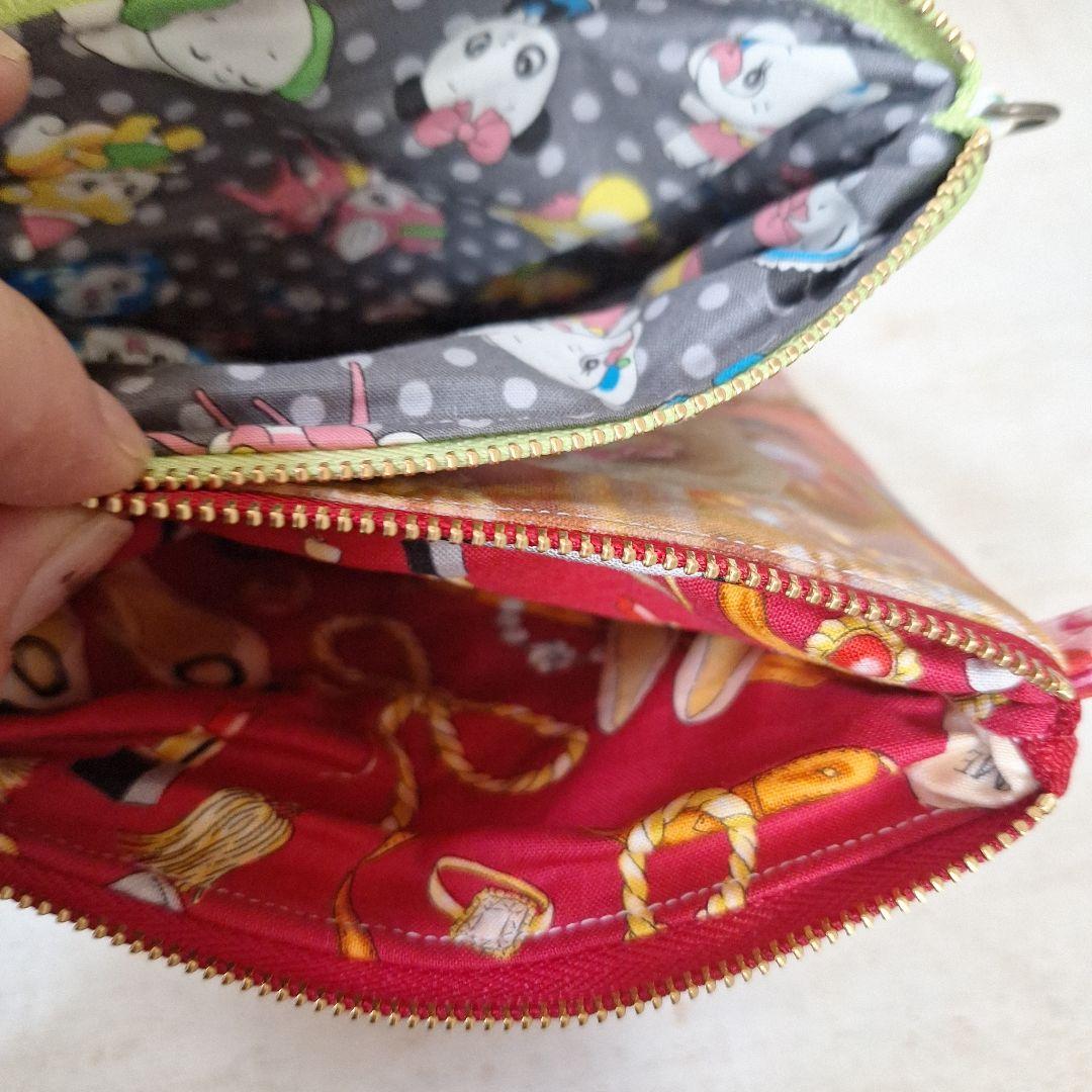 激レアパネル生地　ハンドメイド　フラットポーチDカン付き