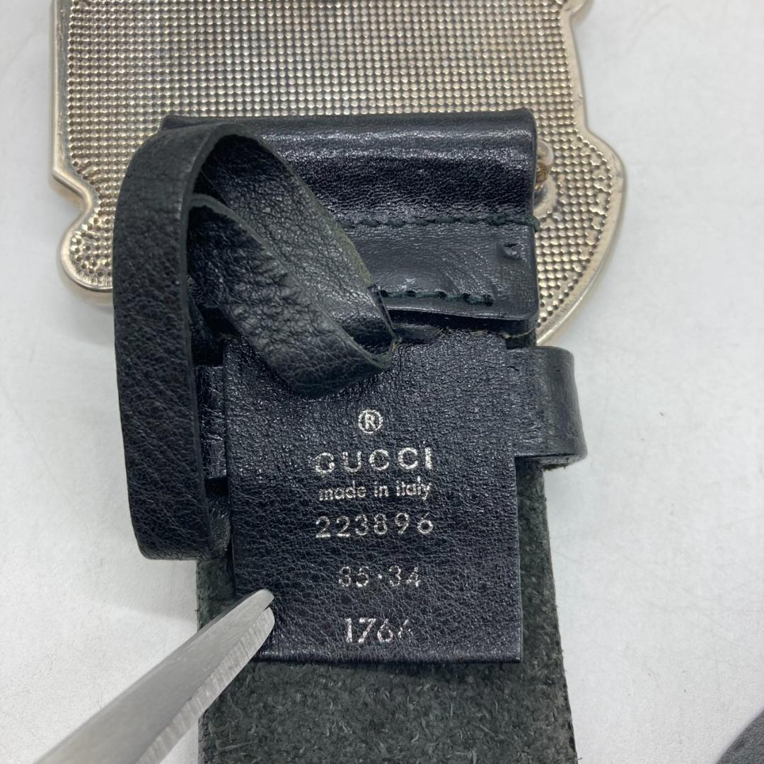 ▼GUCCI レザーベルト　Gバックル　223896　グッチ　ブラック