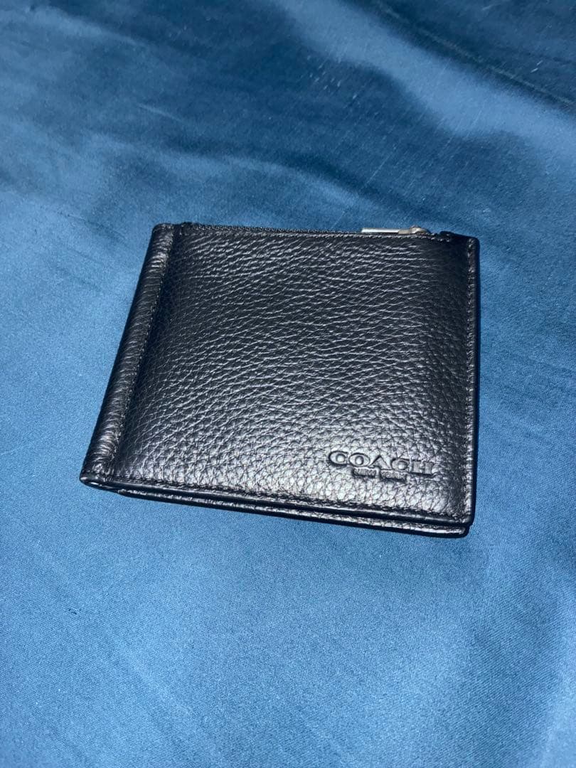 値下げ　コーチ　coach 本革マネークリップ　直営店購入