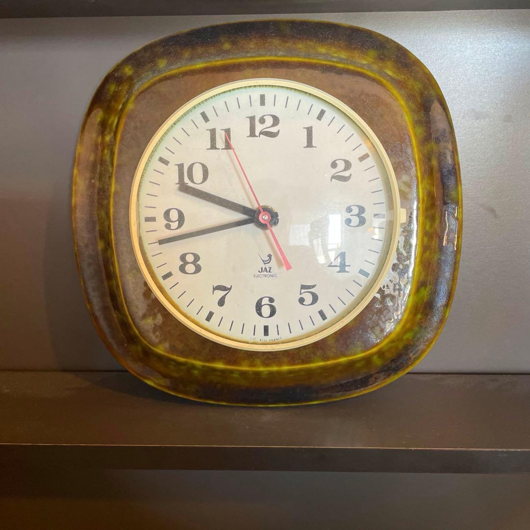 フランス　JAZ 陶器の掛時計　アンティーク品