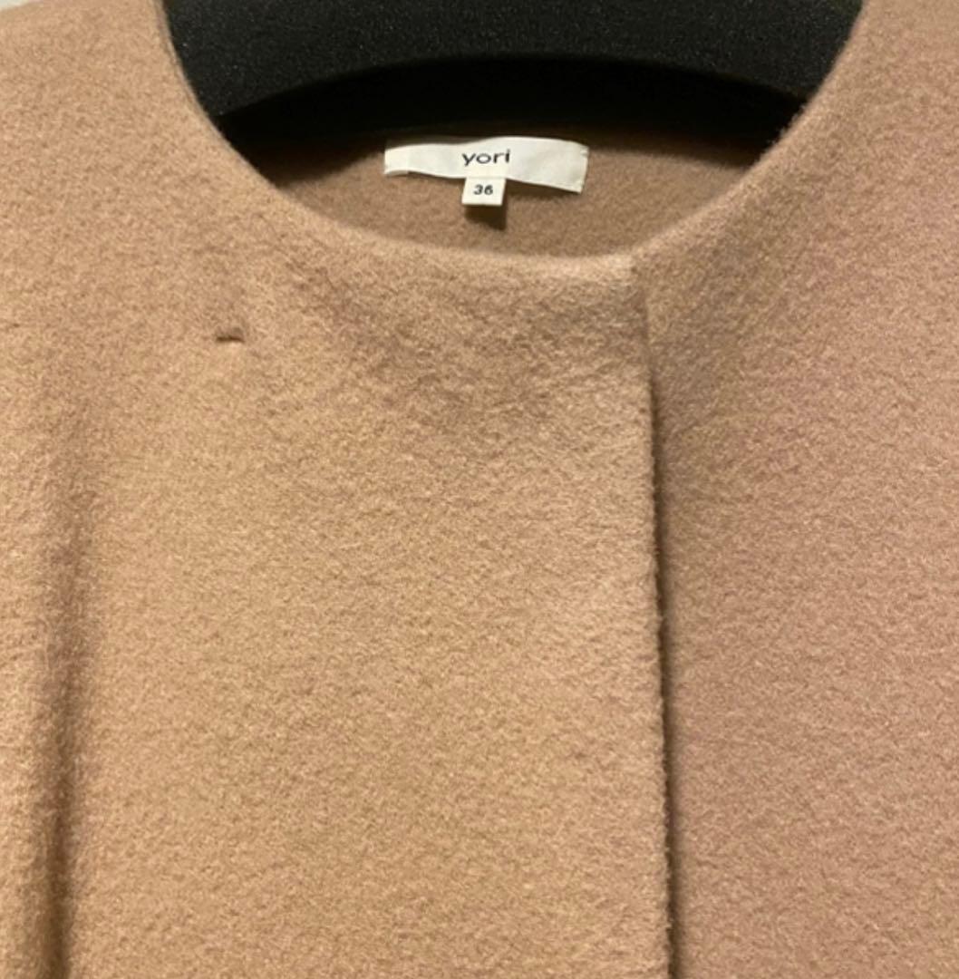 yori ウールコートベージュオーバーサイズロングコートウールリバーコート