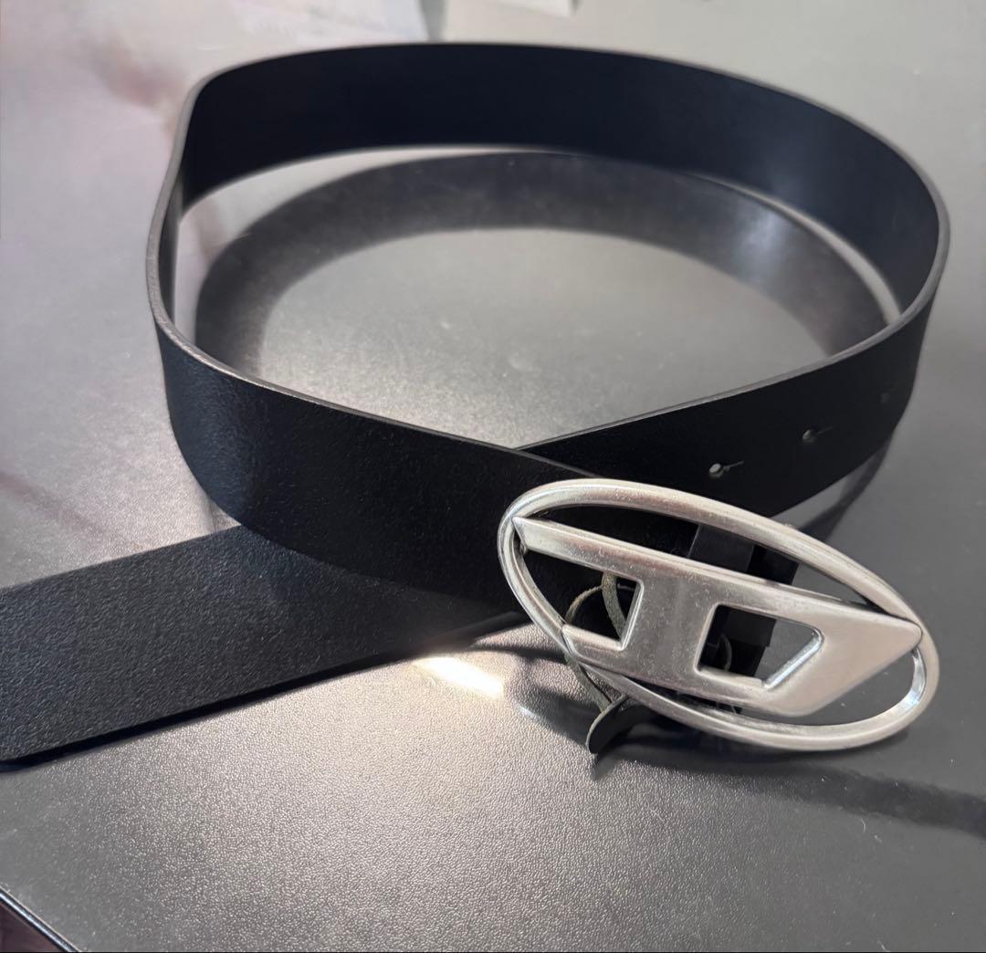 美品 DIESEL ブラック 本革 ベルト 75