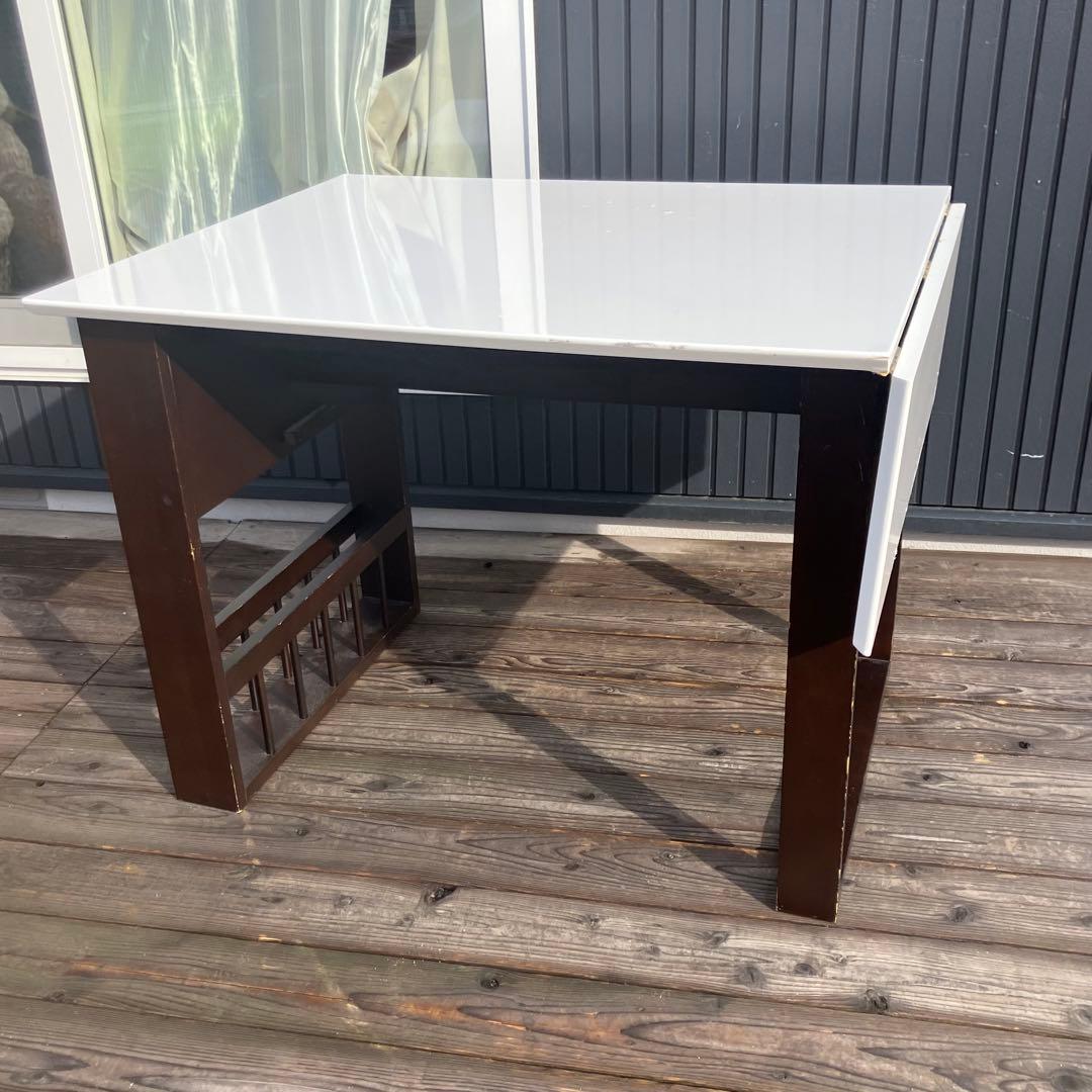 北欧レトロ ニトリ オープンシェルフ付きバタフライテーブル ダイニングテーブル