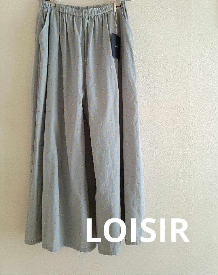 ロワズィール　イージーガウチョパンツ　袴パンツ　ソフトグレー　オルカドット