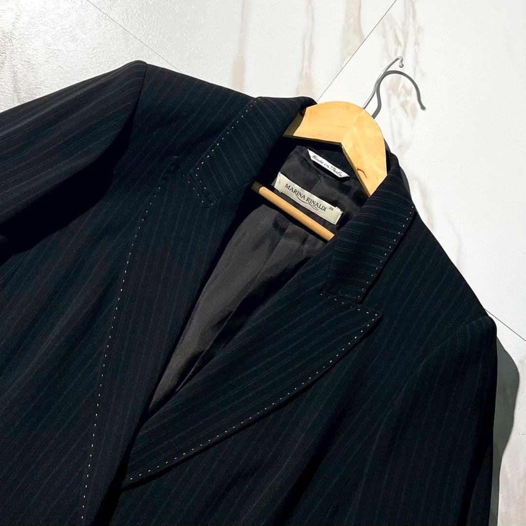 【未使用級✨】マリナリナルディ スーツ セットアップ 黒 ストライプ 23