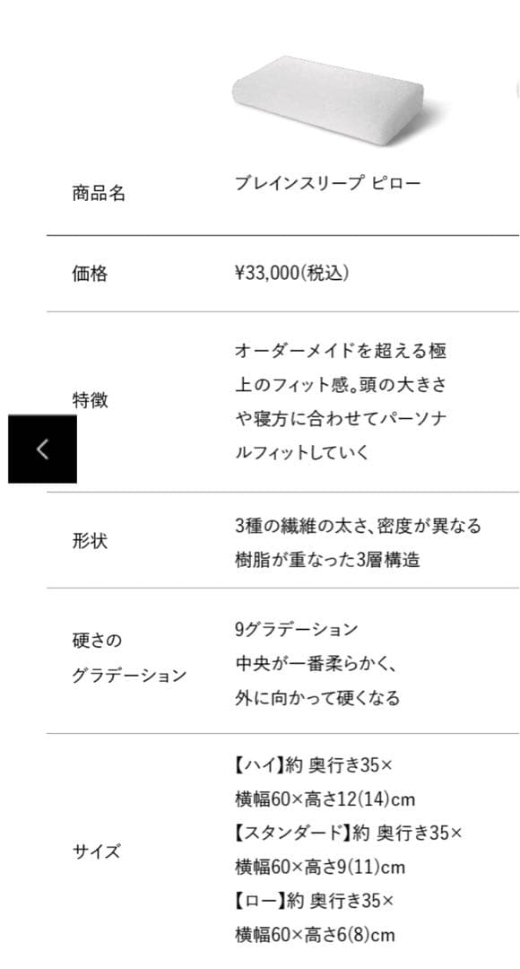 ブレインスリープピロー　スタンダード ／枕とバッグのみ