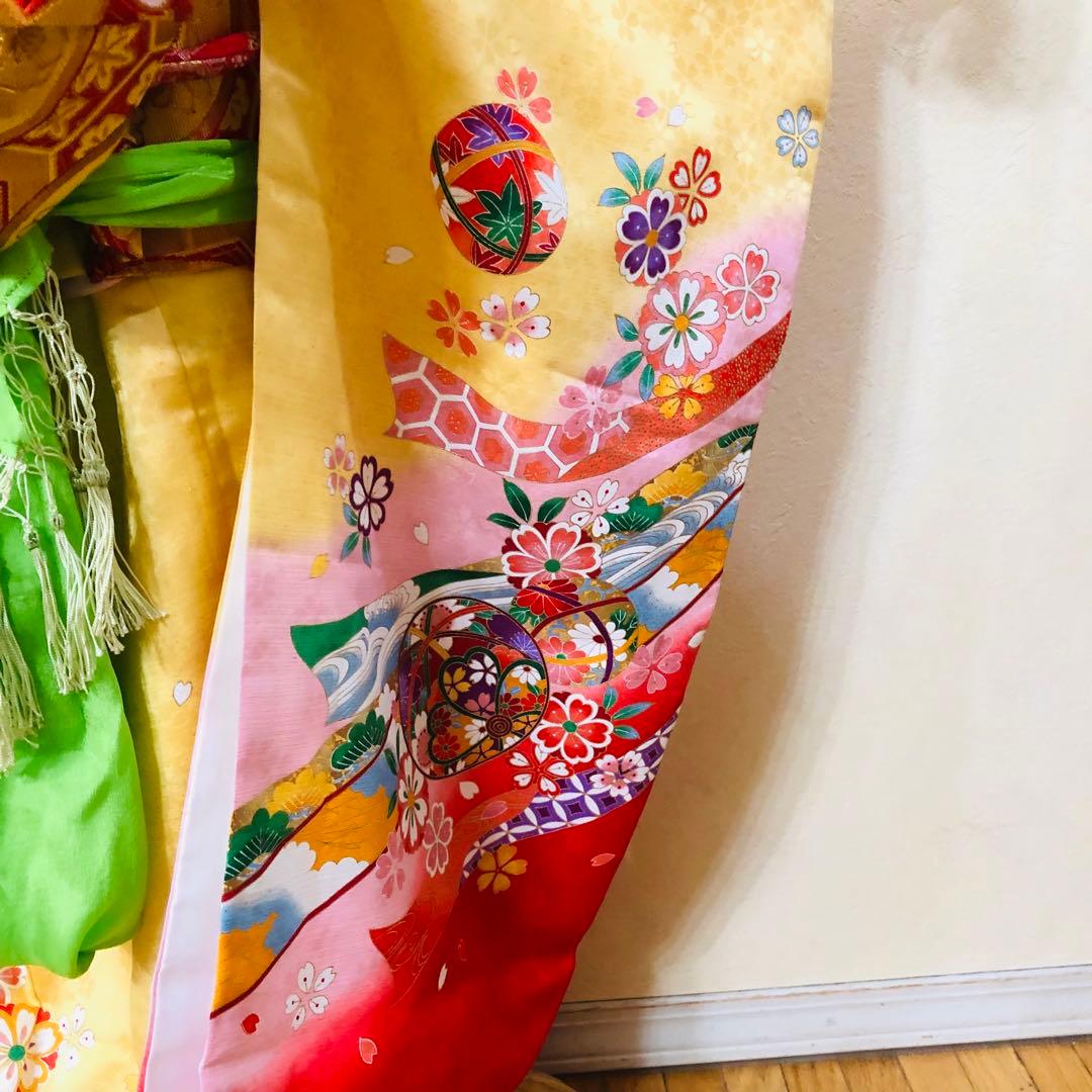 七五三七歳‼️完全フルセット⭐︎手毬花々熨斗柄金彩、刺繍煌びやか極めてる逸品