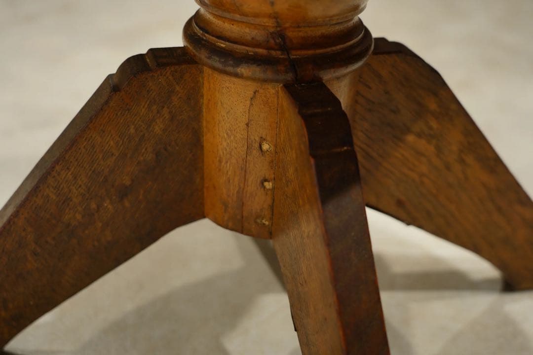 スツール　ピアノ椅子　回転椅子　楢材 大正時代　ドクターチェア