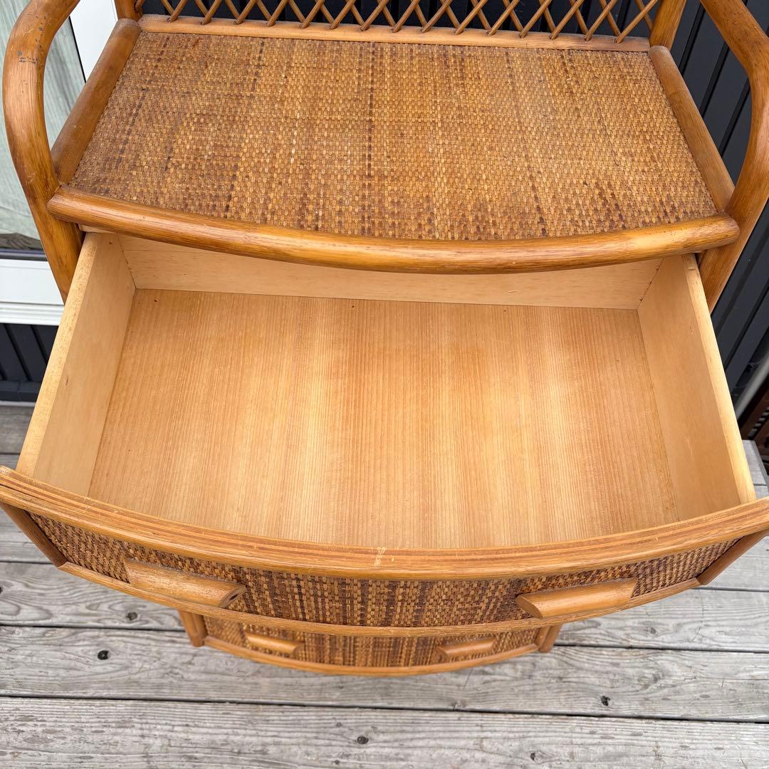 昭和レトロ 大型 ラタンチェスト 5段 引き出し 籐家具 ナチュラル 収納家具