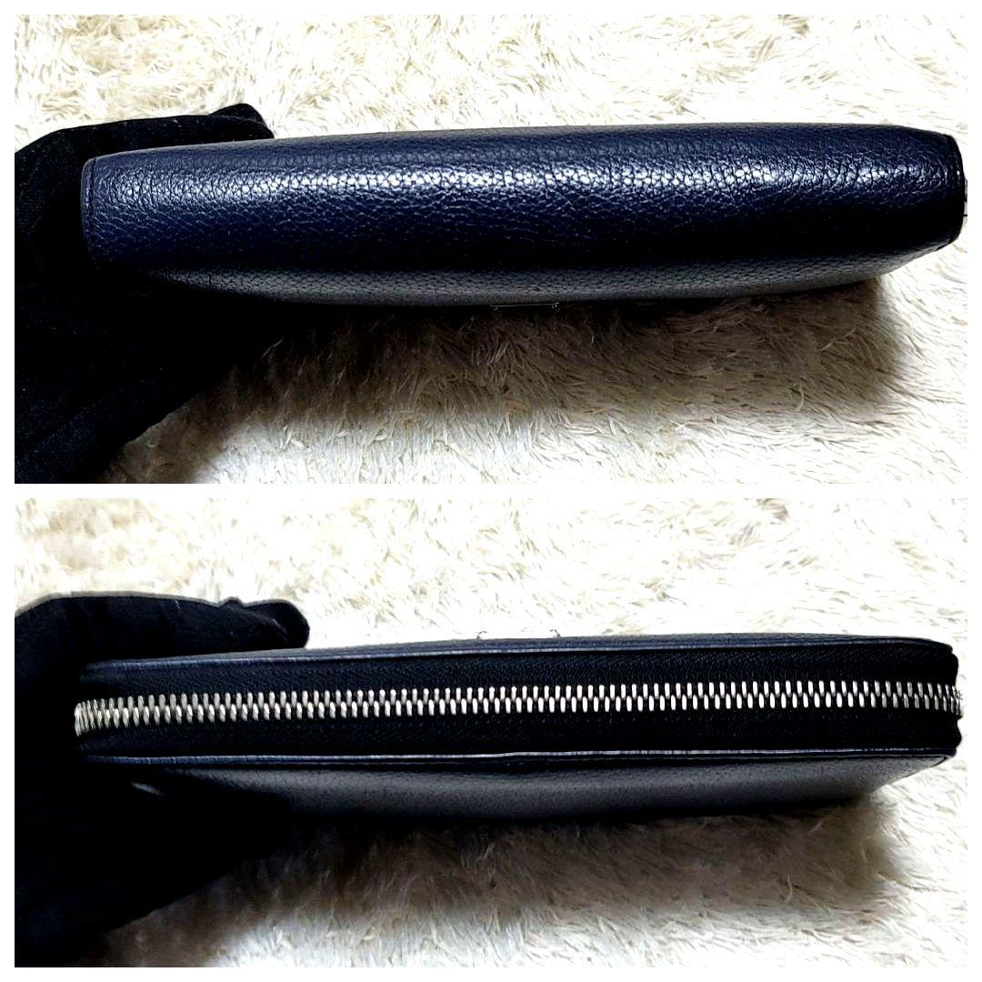 美品 DOLCE&GABBANA ラウンドファスナー 長財布 ダークネイビー