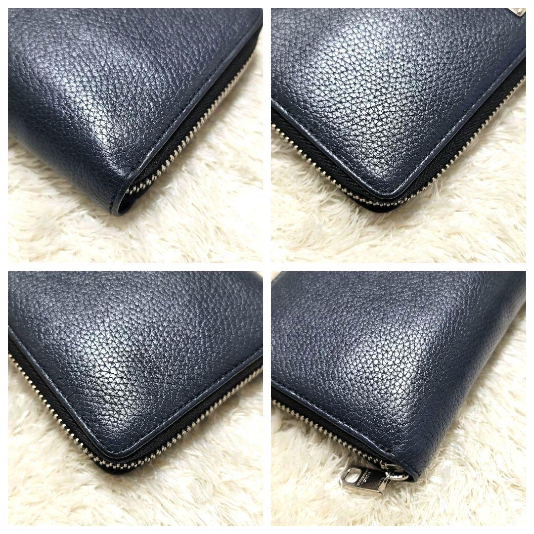 美品 DOLCE&GABBANA ラウンドファスナー 長財布 ダークネイビー