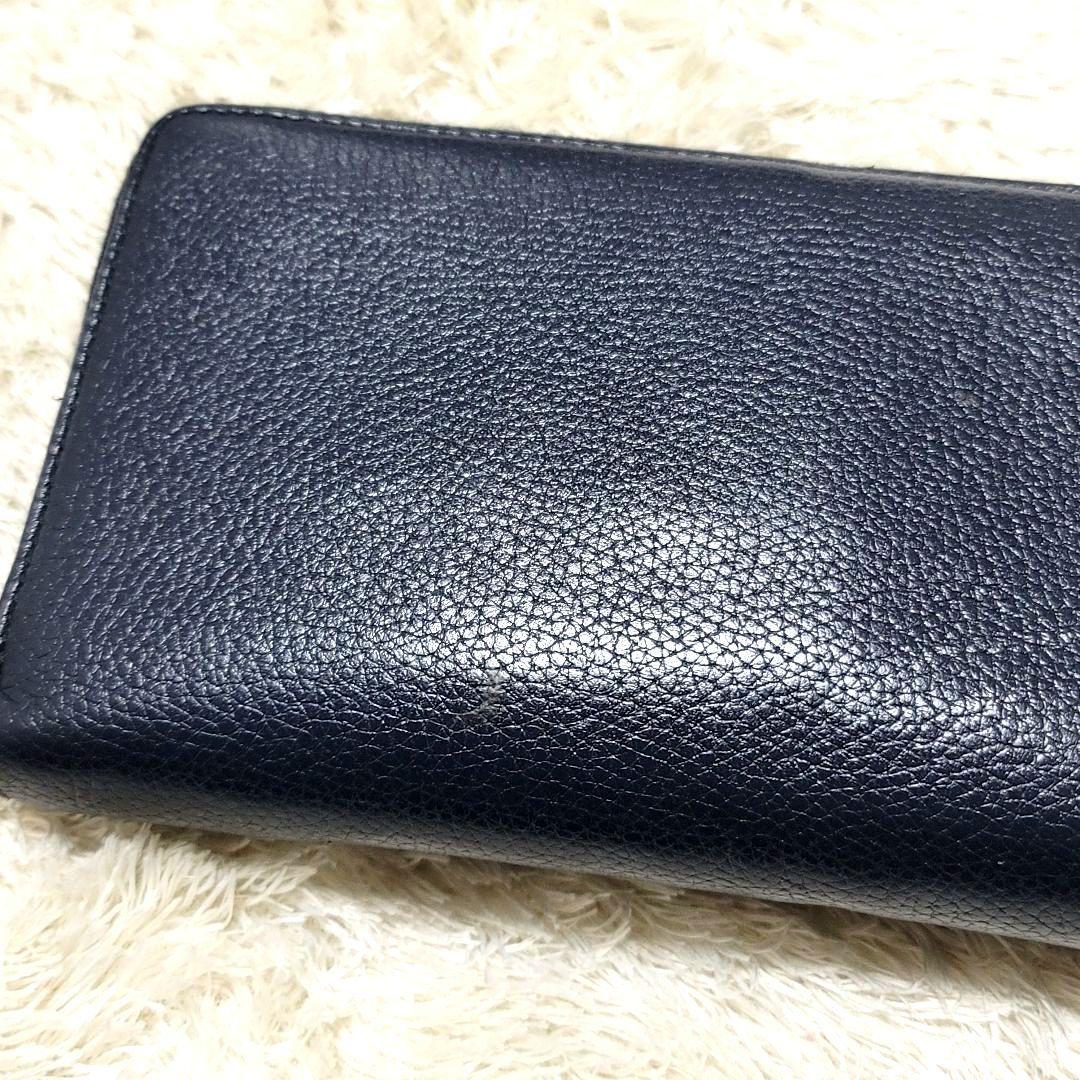 美品 DOLCE&GABBANA ラウンドファスナー 長財布 ダークネイビー