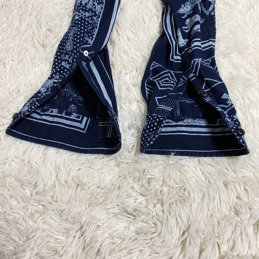 美品　デンハム　インディゴ　スカル　シャツ　長袖　L メンズ