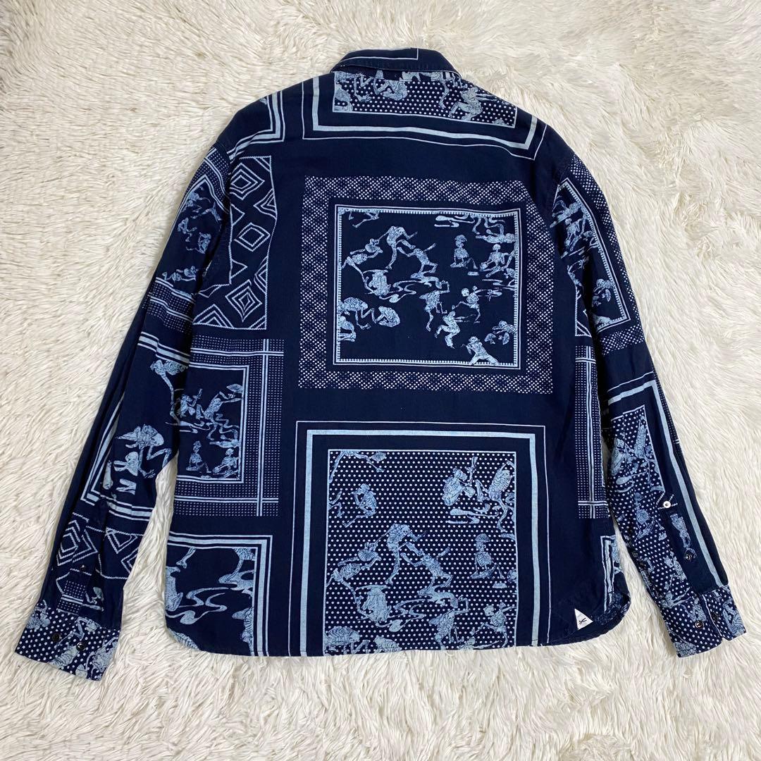 美品　デンハム　インディゴ　スカル　シャツ　長袖　L メンズ
