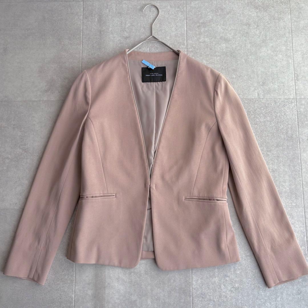 グリーンレーベルリラクシング ドビーカルゼ D ノーラペル パンツスーツ 38