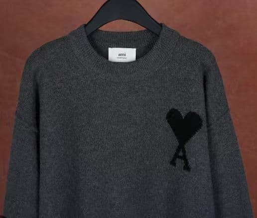 AMI PARIS グレー ハート刺繍 セーター 男女兼用