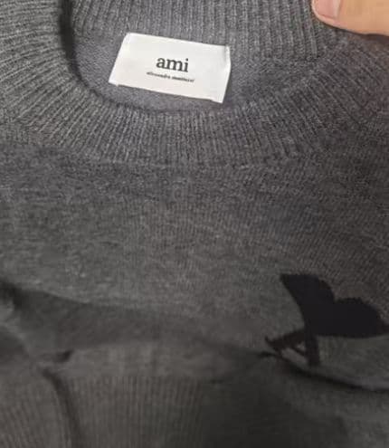 AMI PARIS グレー ハート刺繍 セーター 男女兼用