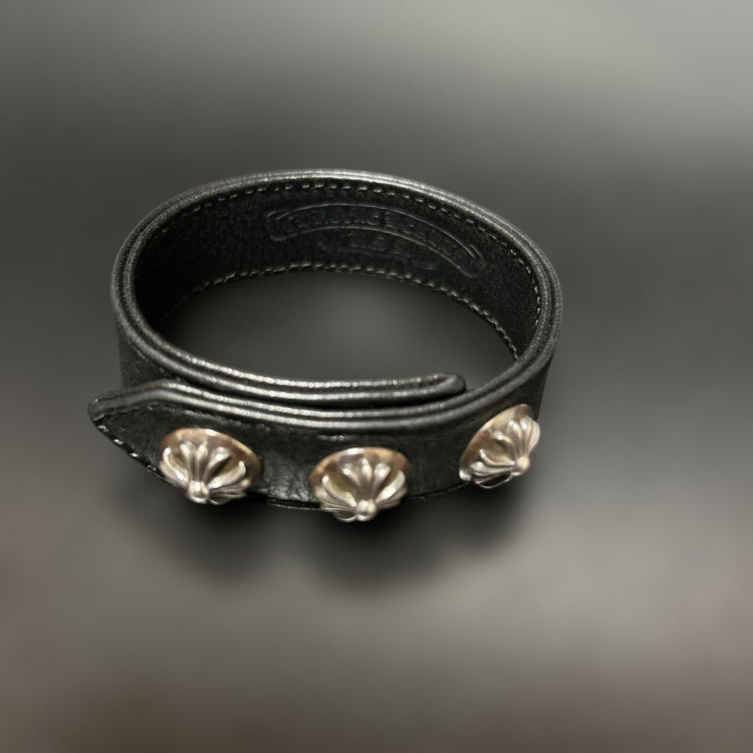 CHROME HEARTS クロムハーツ 3ボタン2 スナップレザーブレスレット