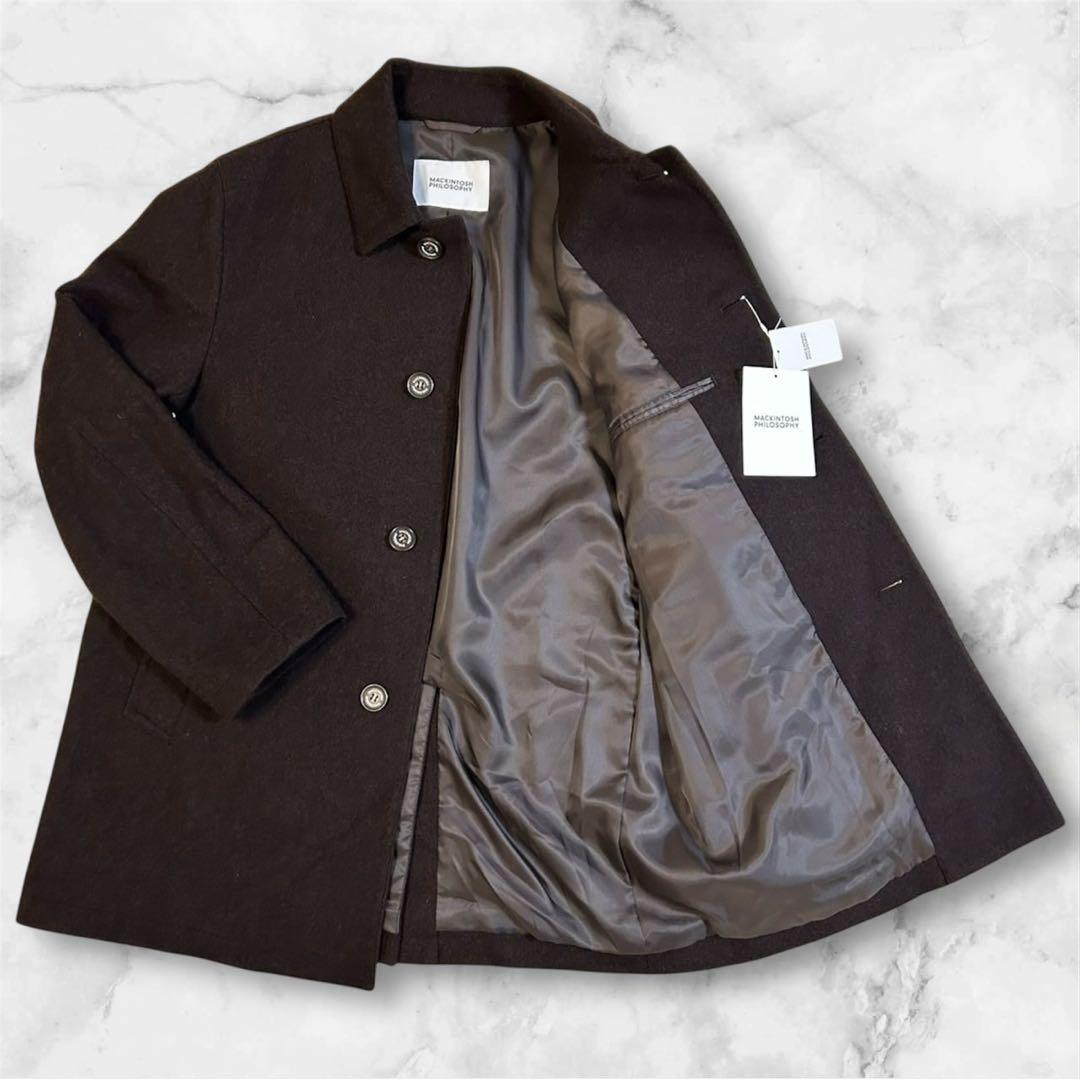 新品 マッキントッシュフィロソフィー ステンカラーコート ウール ブラウン L
