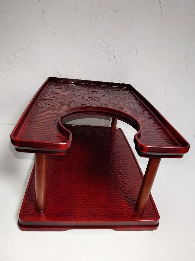 鎌倉彫 文房具入れ 電話台 2段 引出し 小物入れ ポットスタンド 昭和レトロ