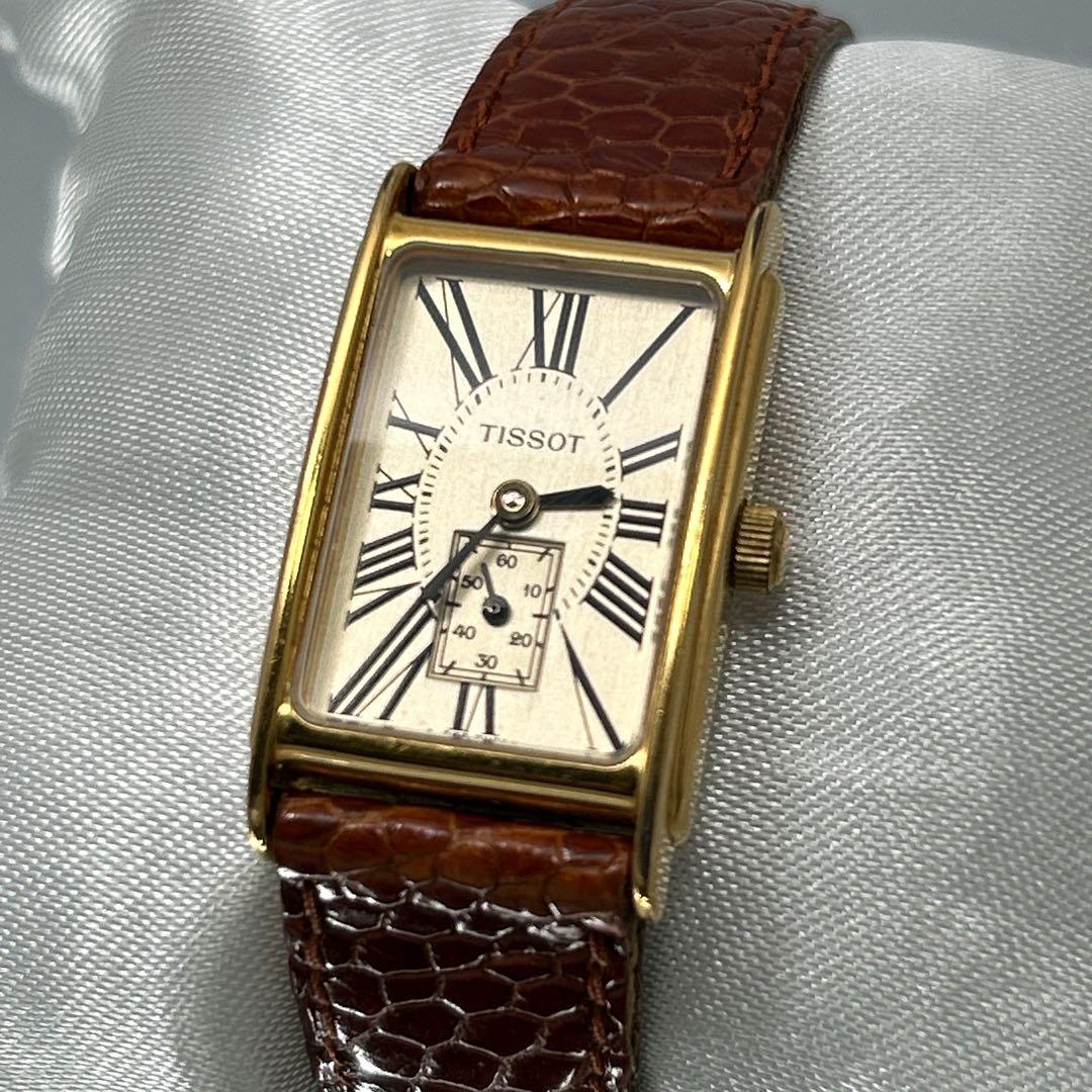 新品電池/稼働　TISSOT ティソ　スモセコ 白文字盤　レディース　スクエア