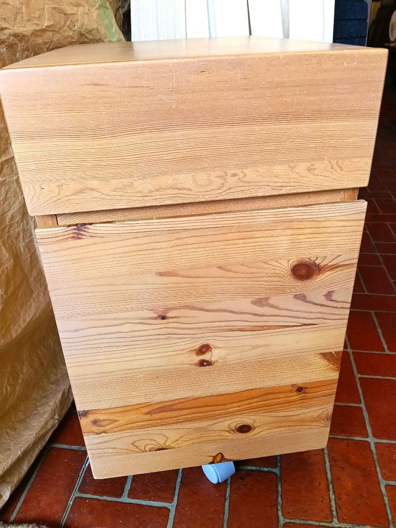 【廃盤】無印良品 MUJI パイン材 キャビネット サイドチェスト キャスター付