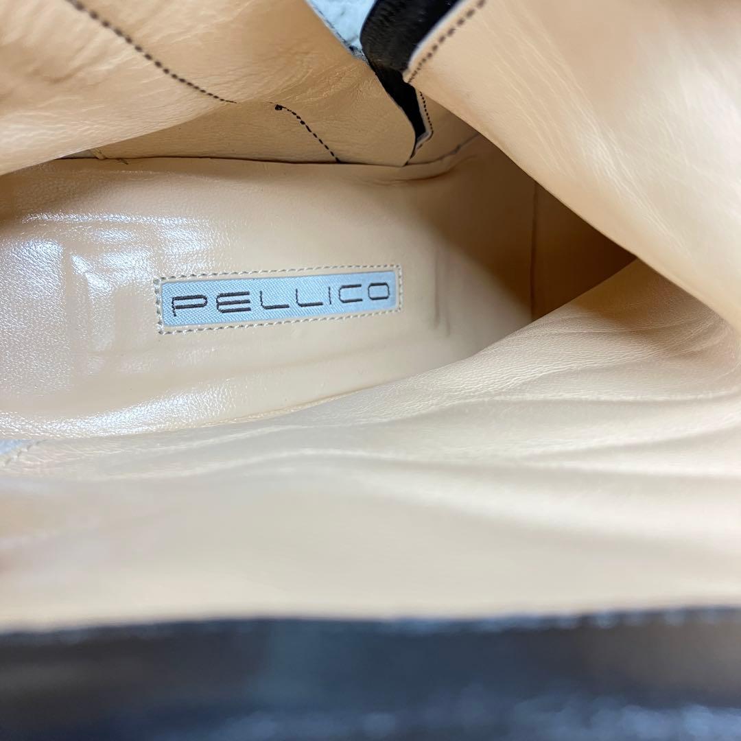 【美品】PELLICO ショートブーツ 黒 レザー サイドジップ ヒール 38