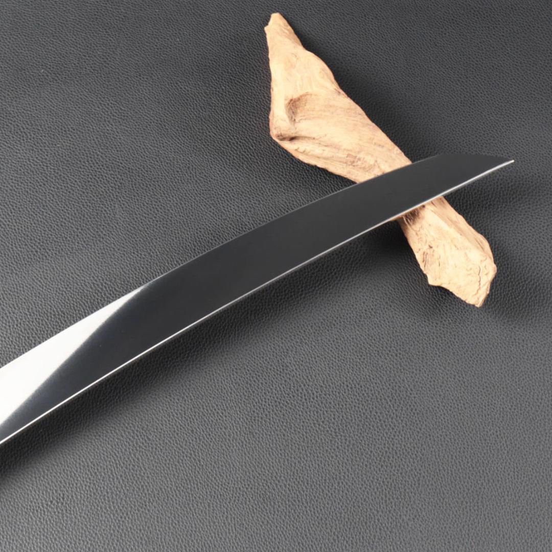 11118鬼反り先丸包丁尺二鏡面仕上げ刺身包丁刃は究極の切れ味黒檀黒水牛角八角柄