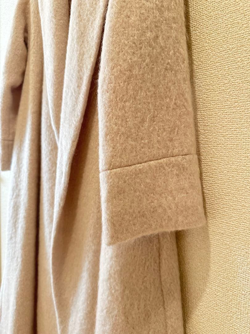 セルフォード ロングコート ウール ウエストベルト ベージュ アイボリー
