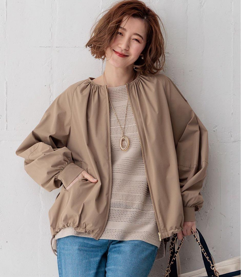 【洗える/撥水加工】ナイロン2WAYストレッチ ブルゾン　ブラウン