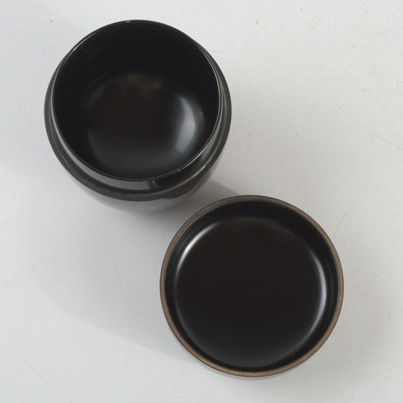 茶道具　輪島塗　岡本陽斎作　切合口　黒中棗　共箱　V　9463