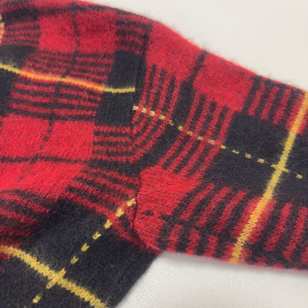 美品✨ポロラルフローレン　ウール　アルパカ　チェック　　カーディガン　モヘヤ　M