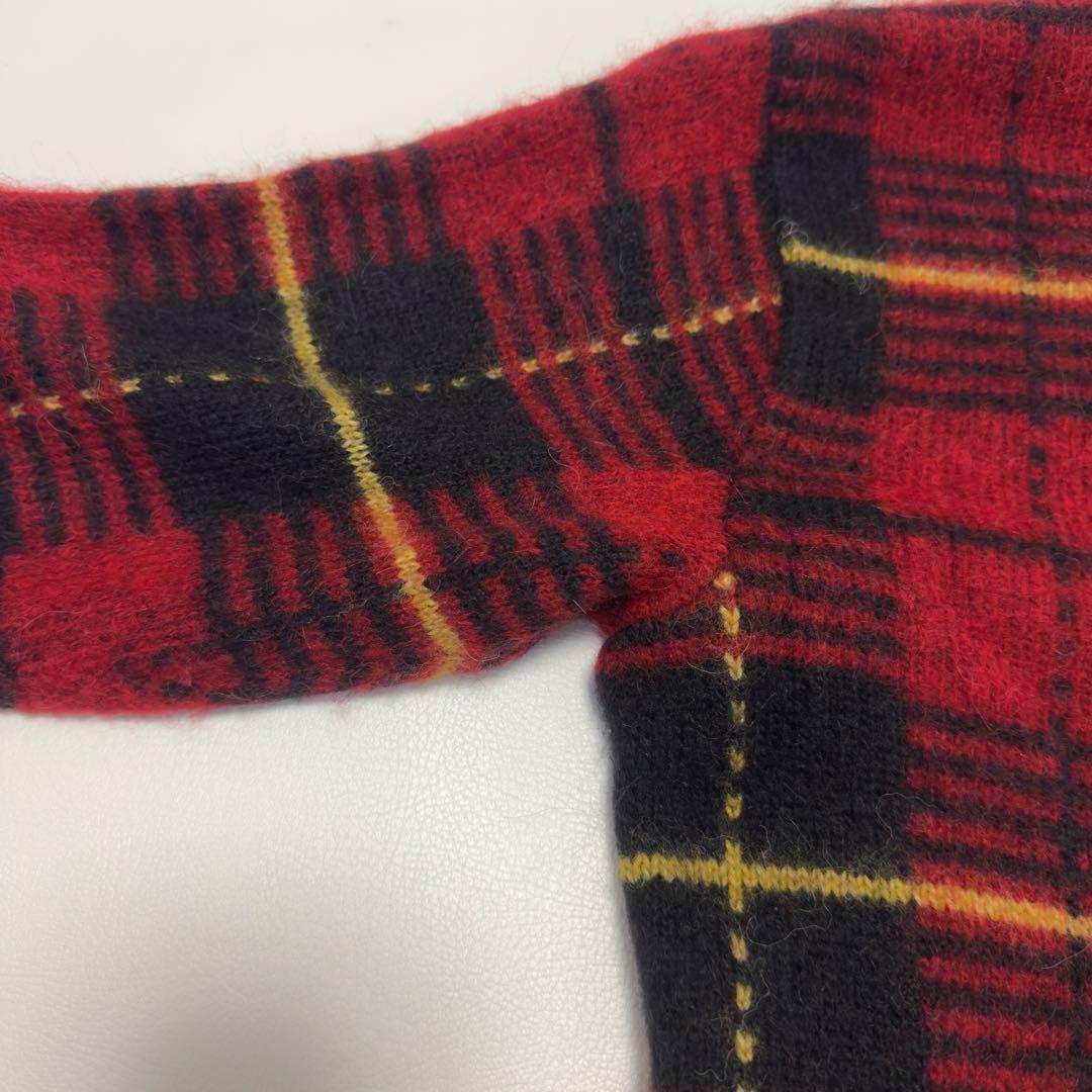美品✨ポロラルフローレン　ウール　アルパカ　チェック　　カーディガン　モヘヤ　M
