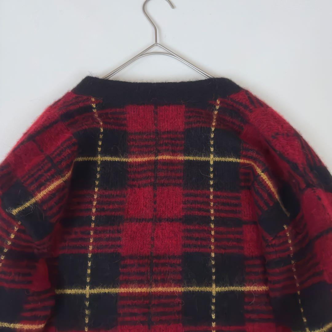 美品✨ポロラルフローレン　ウール　アルパカ　チェック　　カーディガン　モヘヤ　M