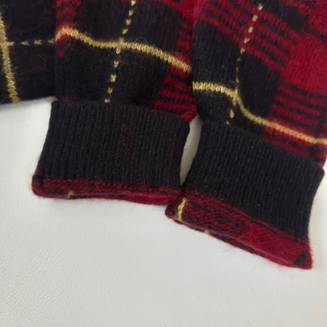 美品✨ポロラルフローレン　ウール　アルパカ　チェック　　カーディガン　モヘヤ　M