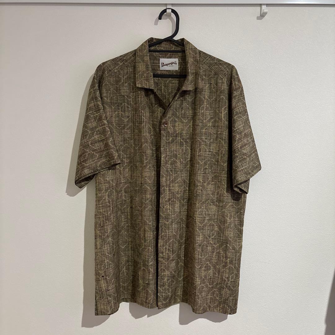 keniamarilia ケニシャツ 幾何学模様織り出し手織り紬着物 Lサイズ