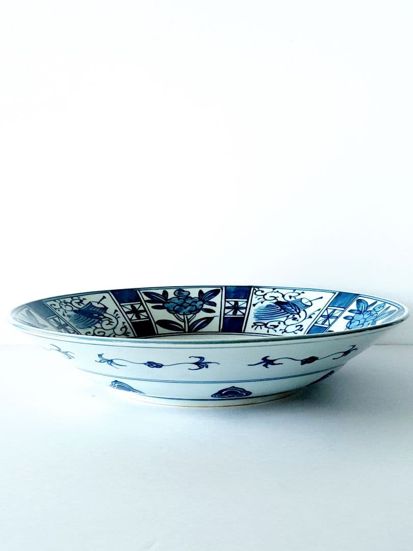 舘林源右衛門作　源右衛門 染付芙蓉手 皿 直径：約30.5cm