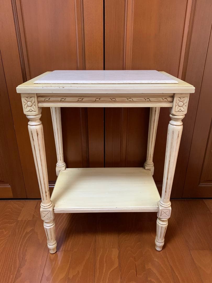 サイドテーブル　コンソール 台　花台　飾り台　テーブル　木製　大理石